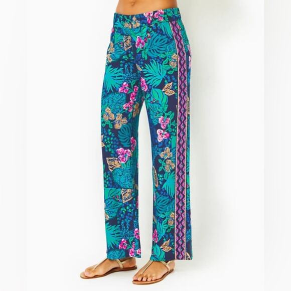 Lilly Pulitzer NWT BAL HARBOUR PALAZZO, LOW TIDE NAVY LIFE OF THE PARTY PANT S - Picture 8 of 10